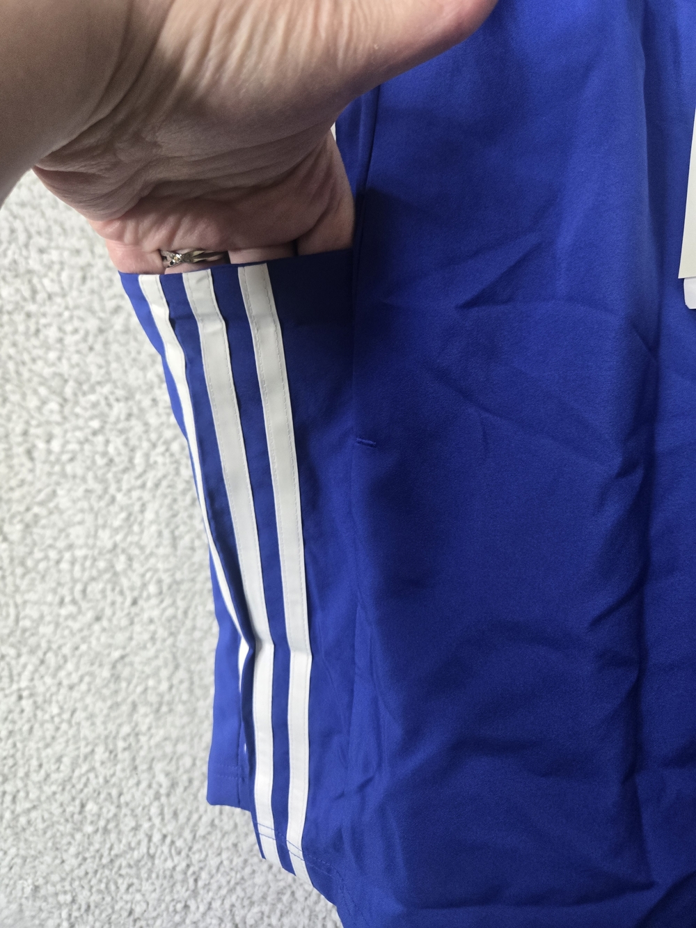 Adidas Men's Blue Athletic 3S Chelsea Shorts with White Stripes - Picture 2 of 8